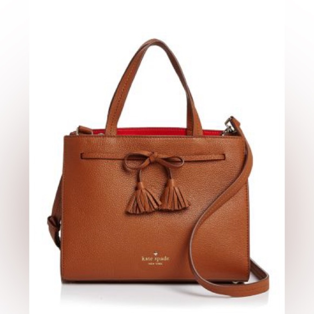 EUC Kate Spade Hayes Street Small Satchel  Warm Cognac Pebbled Leather